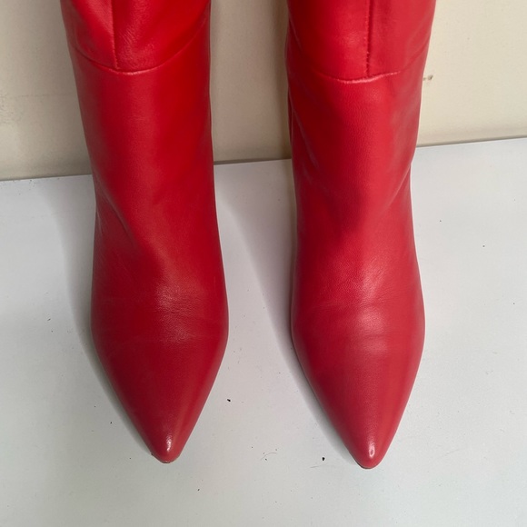 Flor De Maria Knee High Leather Boots in Red. - Picture 3 of 9
